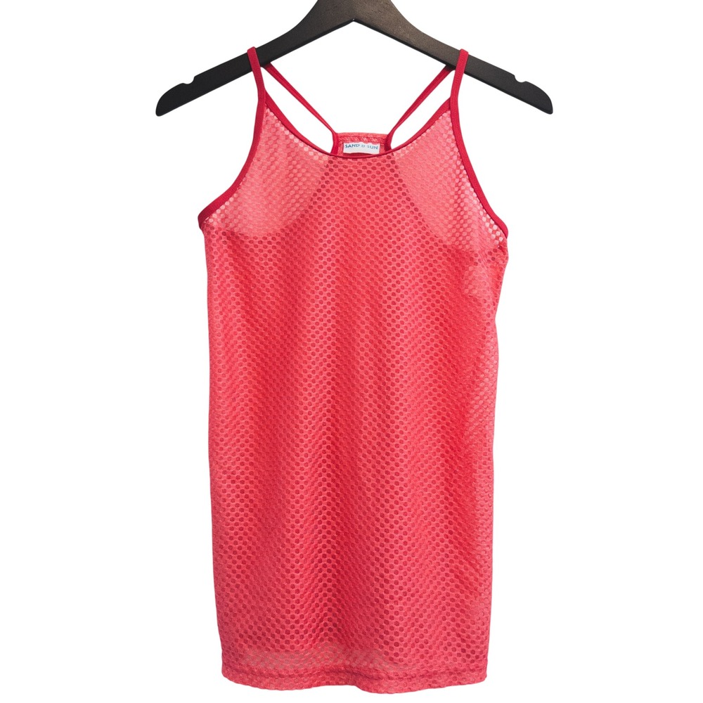 Sand N Sun Mesh Tank Top Girls 7/8 Wild Coral Swim Cover Up Summer Swimwear